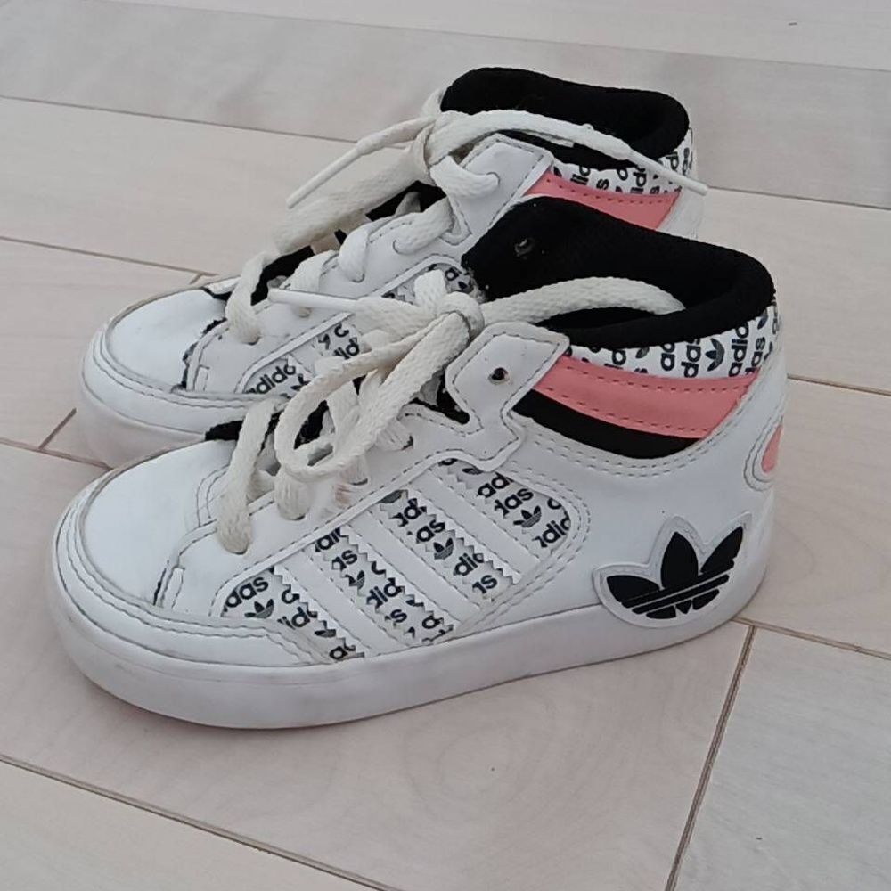 Adidas Toddler Pink Black Originals Hardcourt Hi Top Athletic Sneaker Shoes Size